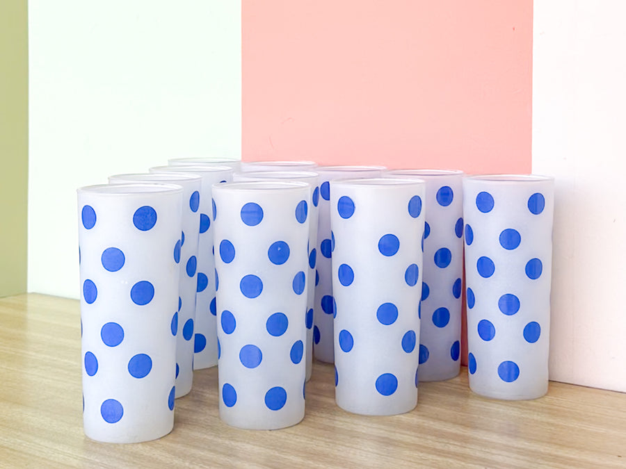Set of Ten Blue Polka Dot Glassware