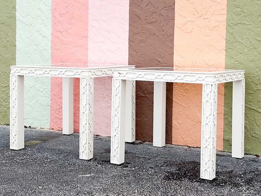 Pair of Fab Fretwork Side Tables