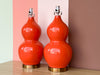 Pair of Blood Orange Gourd Lamps