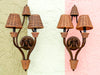 Pair of Iron and Rattan Wall Sconces