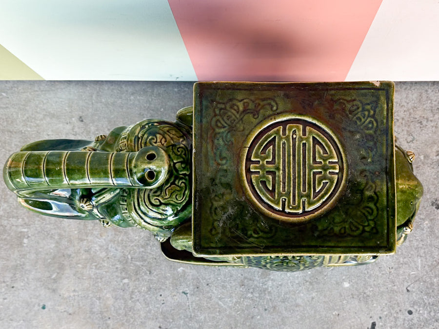 Terracotta Emerald Green Elephant Garden Seat