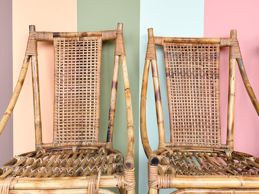 Set of Four Italian Rattan Dining Chairs