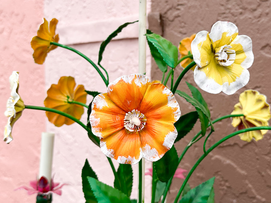 Colorful Floral Tole Chandelier