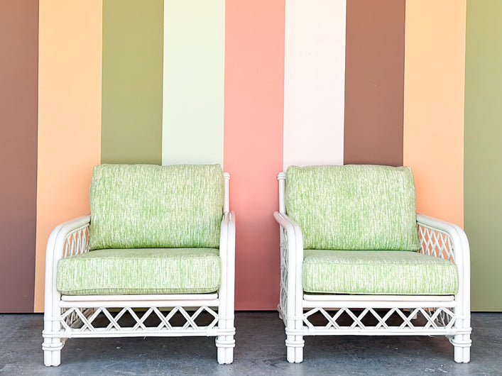 Pair of Ficks Reed Rattan Lounge Chairs