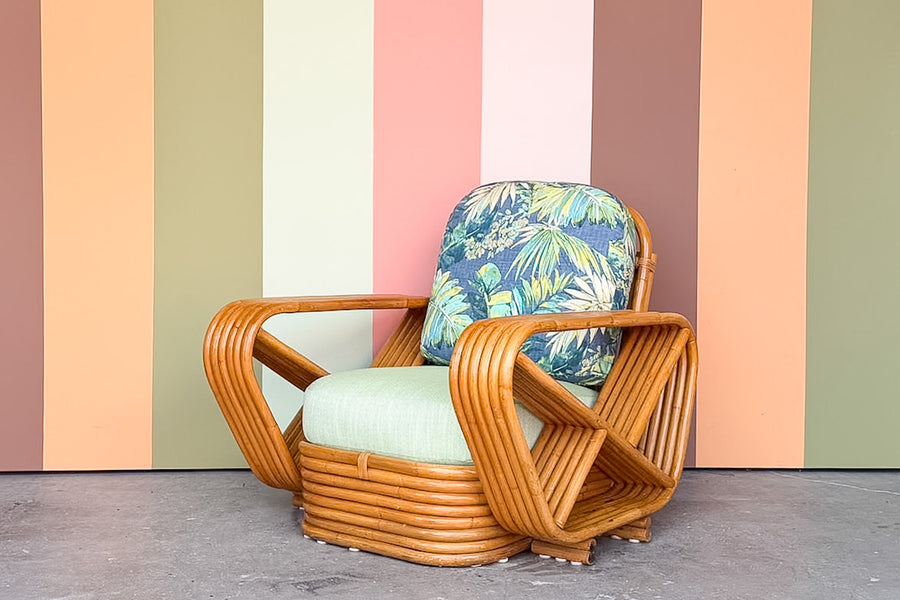 Frankl Style Six Band Rattan Lounge Chair