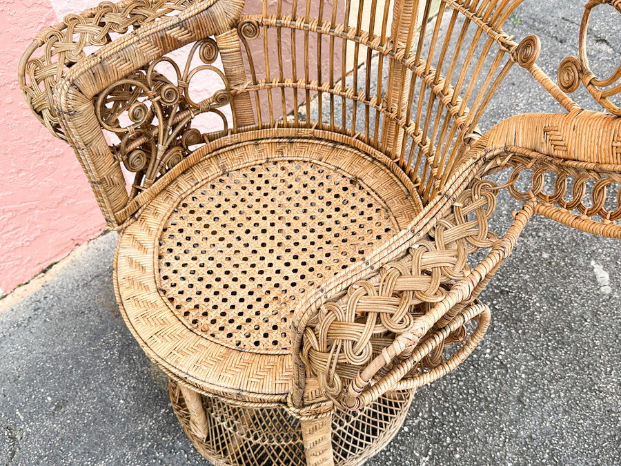 Natural Rattan Fiddlehead Peacock Chair