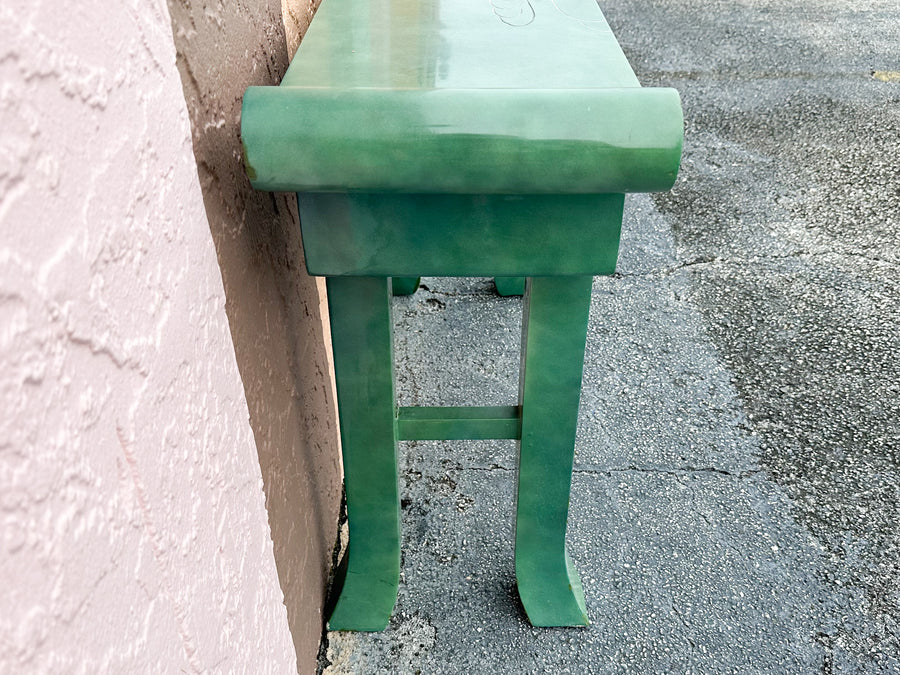 Pink and Green Lacquer Bird Console