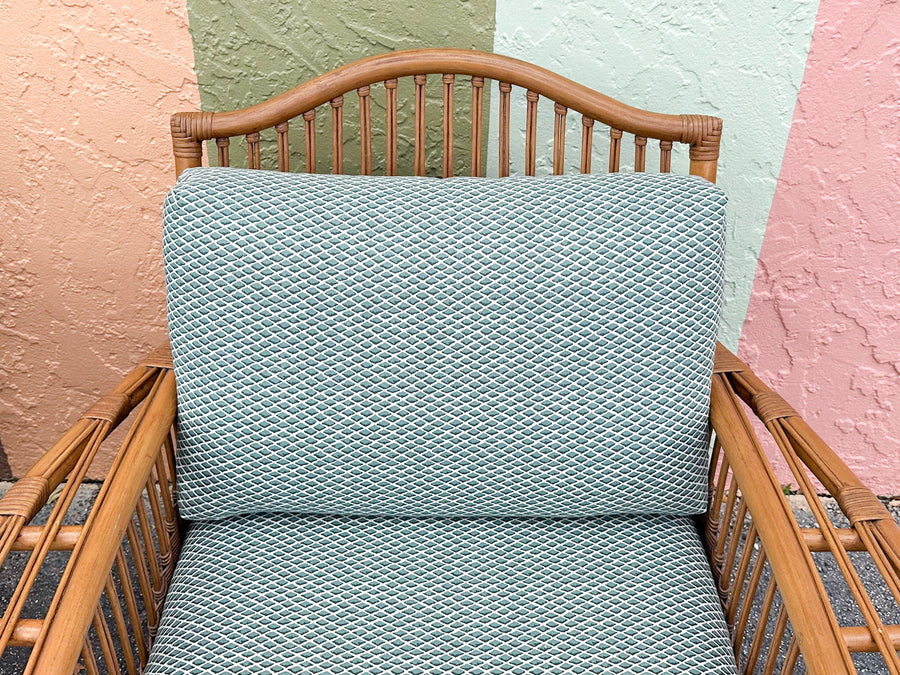 Pair of Coastal Rattan Ficks Reed Lounge Chairs