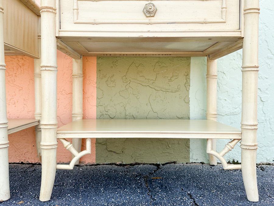 Pair of Thomasville Faux Bamboo Nightstands