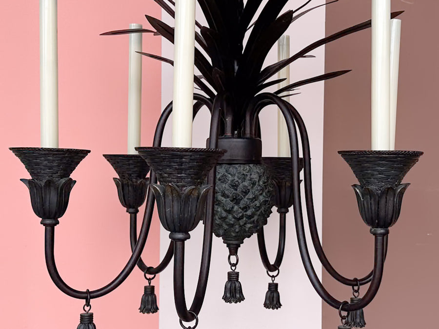 Tole Pineapple and Tassel Chandelier