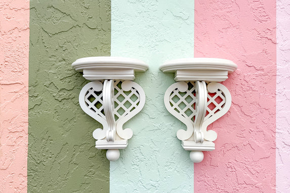 Pair of Trellis Wall Shelves