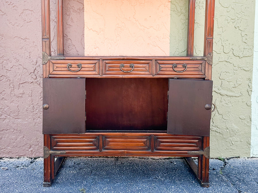 Asian Inspired Tortoiseshell Bamboo Cabinet