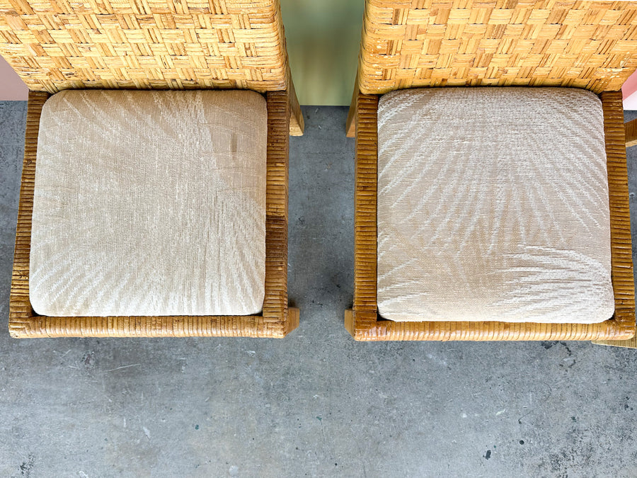 Set of Four Rattan Wrapped Baldwin Style Dining Chairs