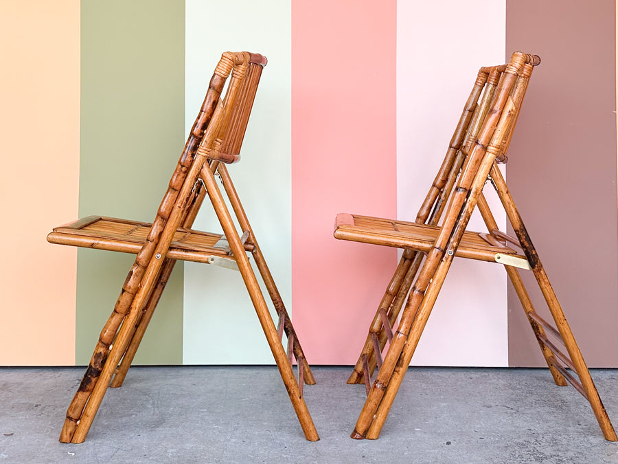 Set of Four Bamboo Folding Chairs