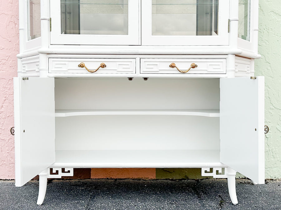 Newly Painted Faux Bamboo Greek Key Century Cabinet