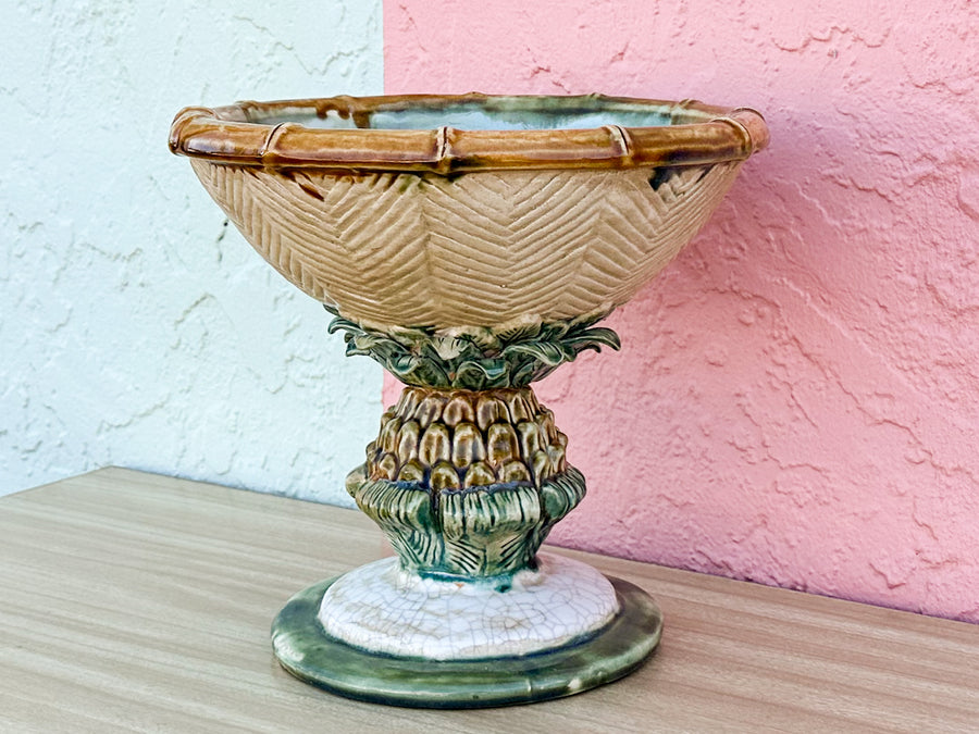 Majolica Pineapple Pedestal Bowl