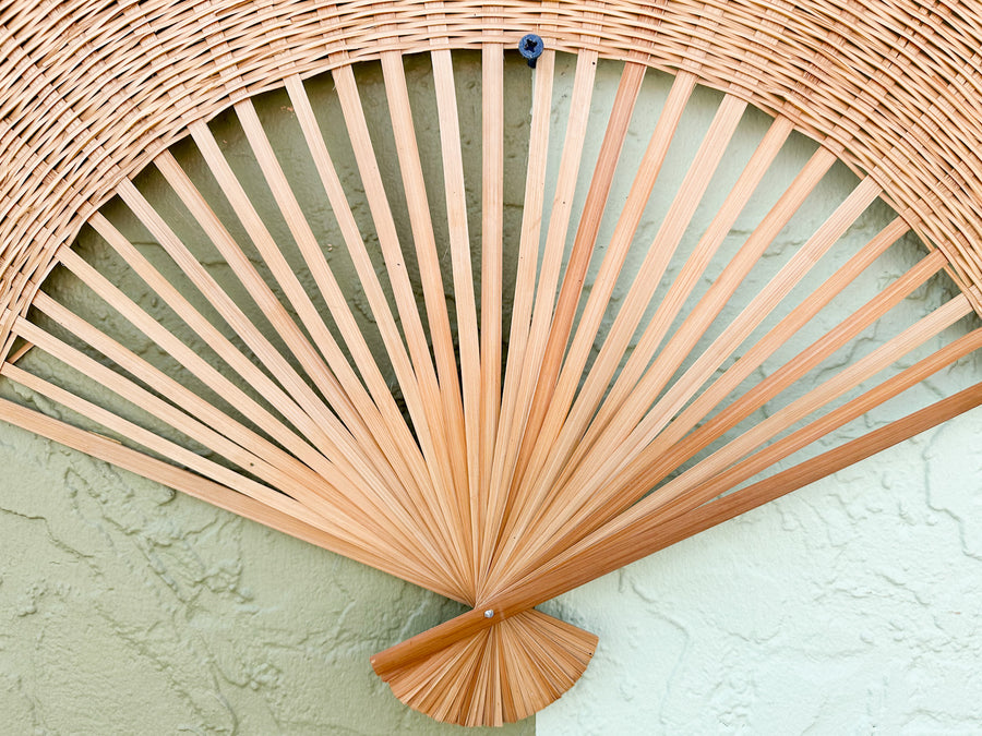 Pair of Large Rattan Fans