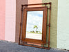 Handsome Rattan Mirror with Brass Detail