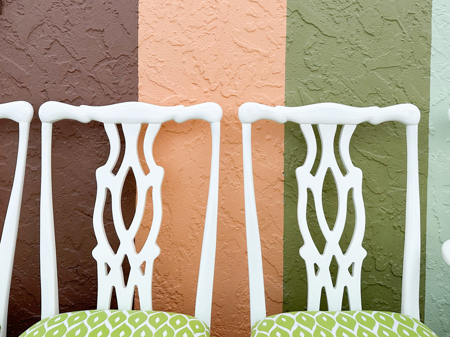 Set of Six Fretwork Dining Chairs