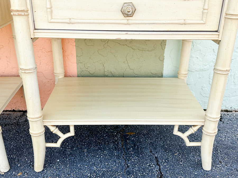 Pair of Thomasville Faux Bamboo Nightstands