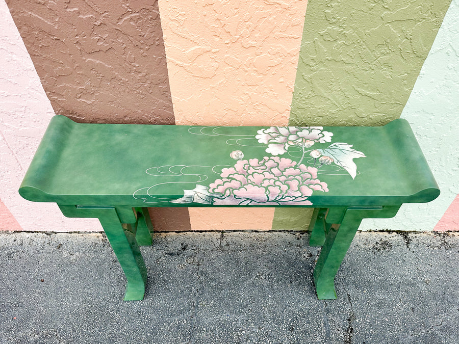 Pink and Green Lacquer Bird Console