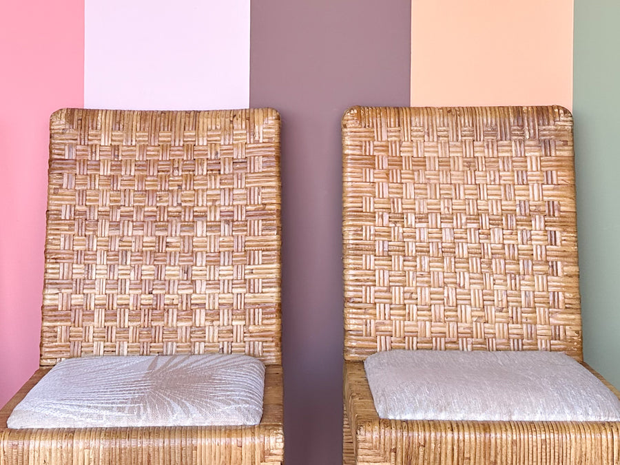 Set of Four Rattan Wrapped Baldwin Style Dining Chairs