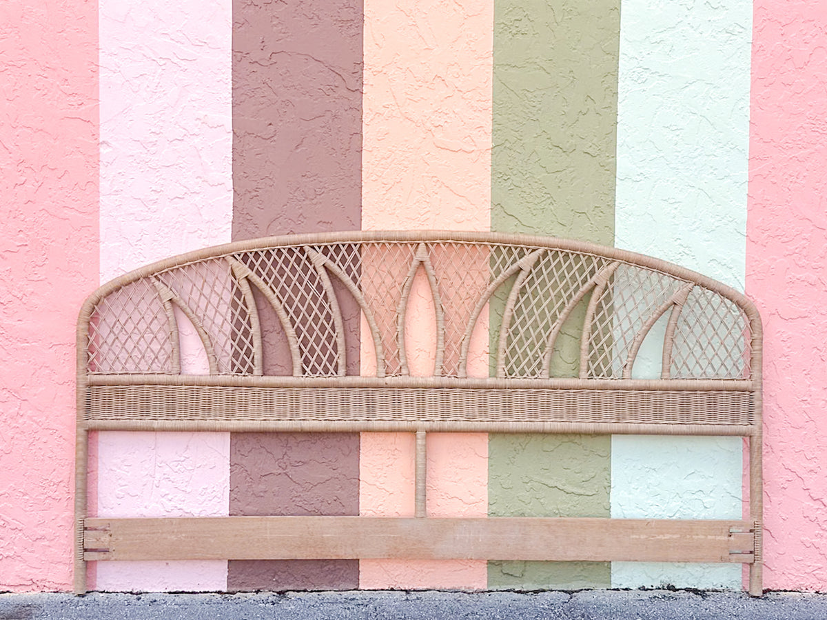 Palm Leaf Rattan King Headboard