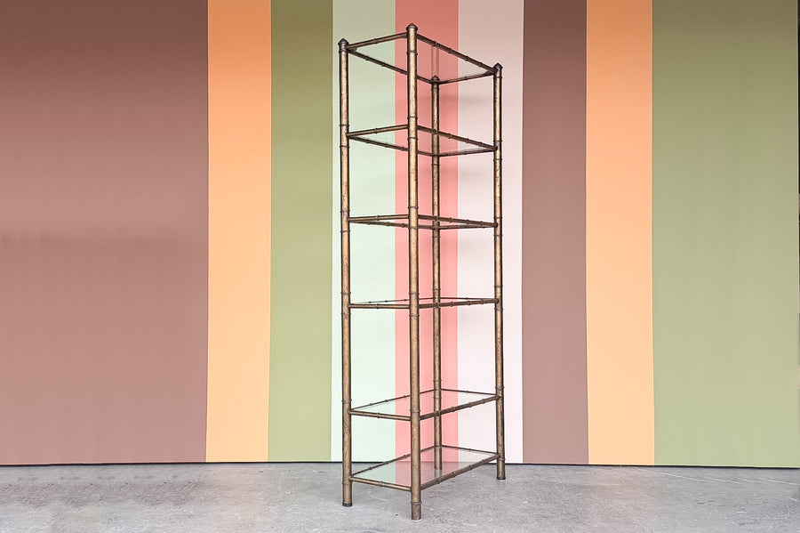 Regency Style Faux Bamboo Metal Etagere