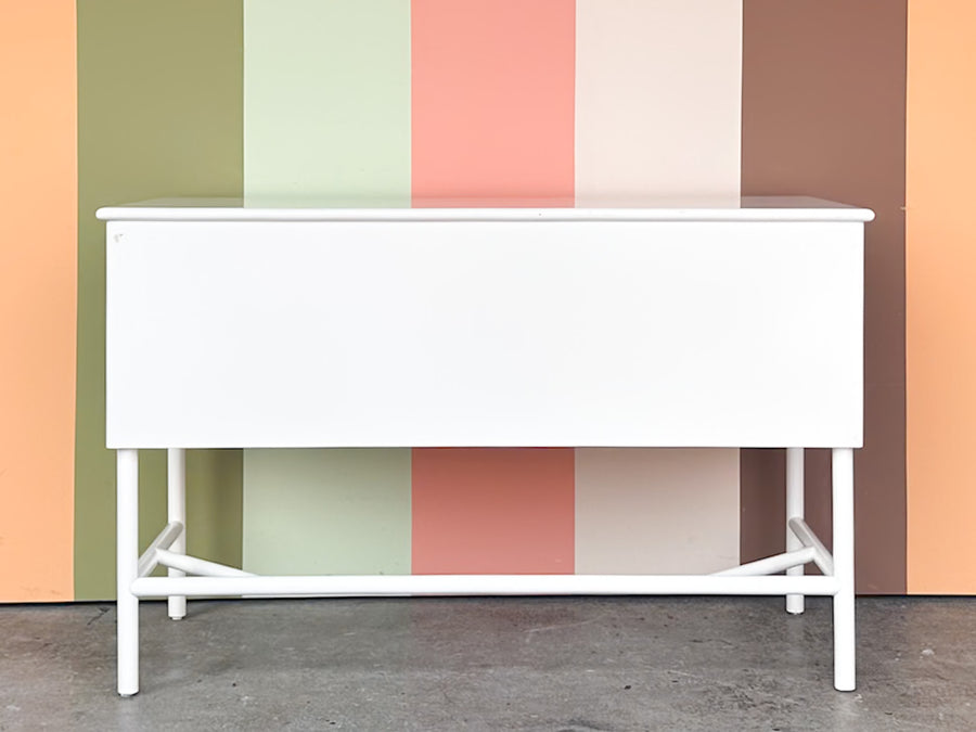 Custom Wood and Rattan Painted Desk