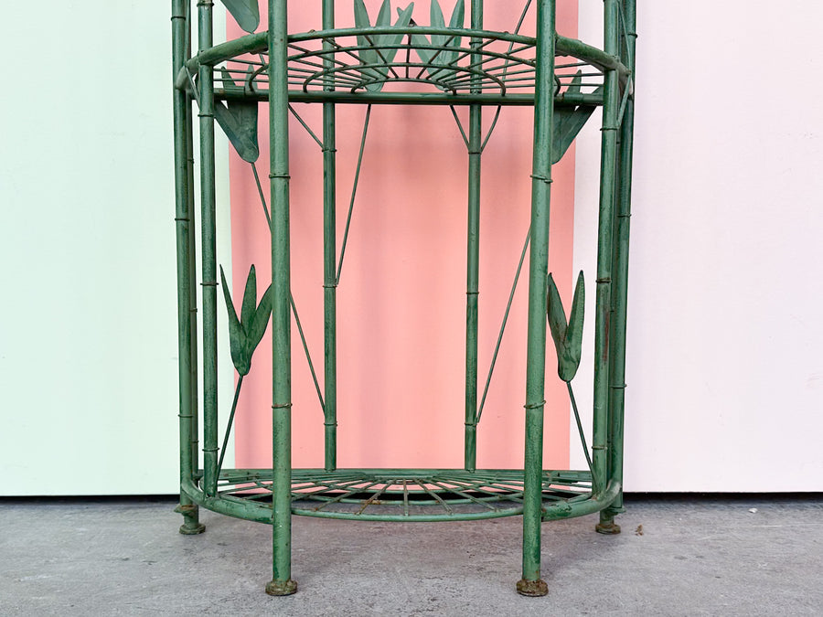 Folding Metal Faux Bamboo Plant Stand