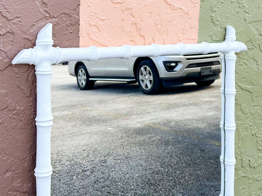 White Faux Bamboo Mirror