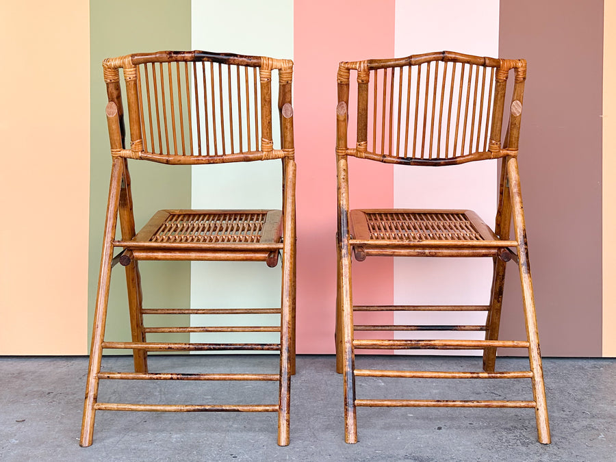 Set of Four Bamboo Folding Chairs