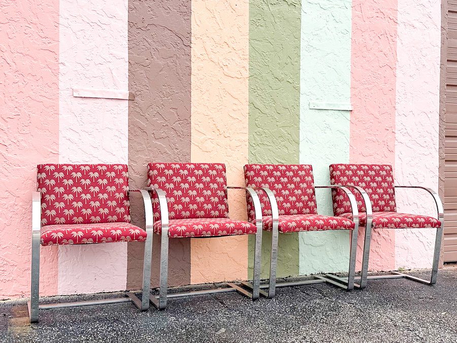 Set of Four Chic Chrome Dining Chairs