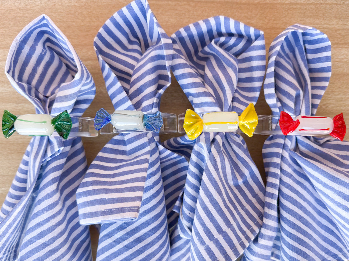 Set of Eight Murano Glass Candy Napkin Rings