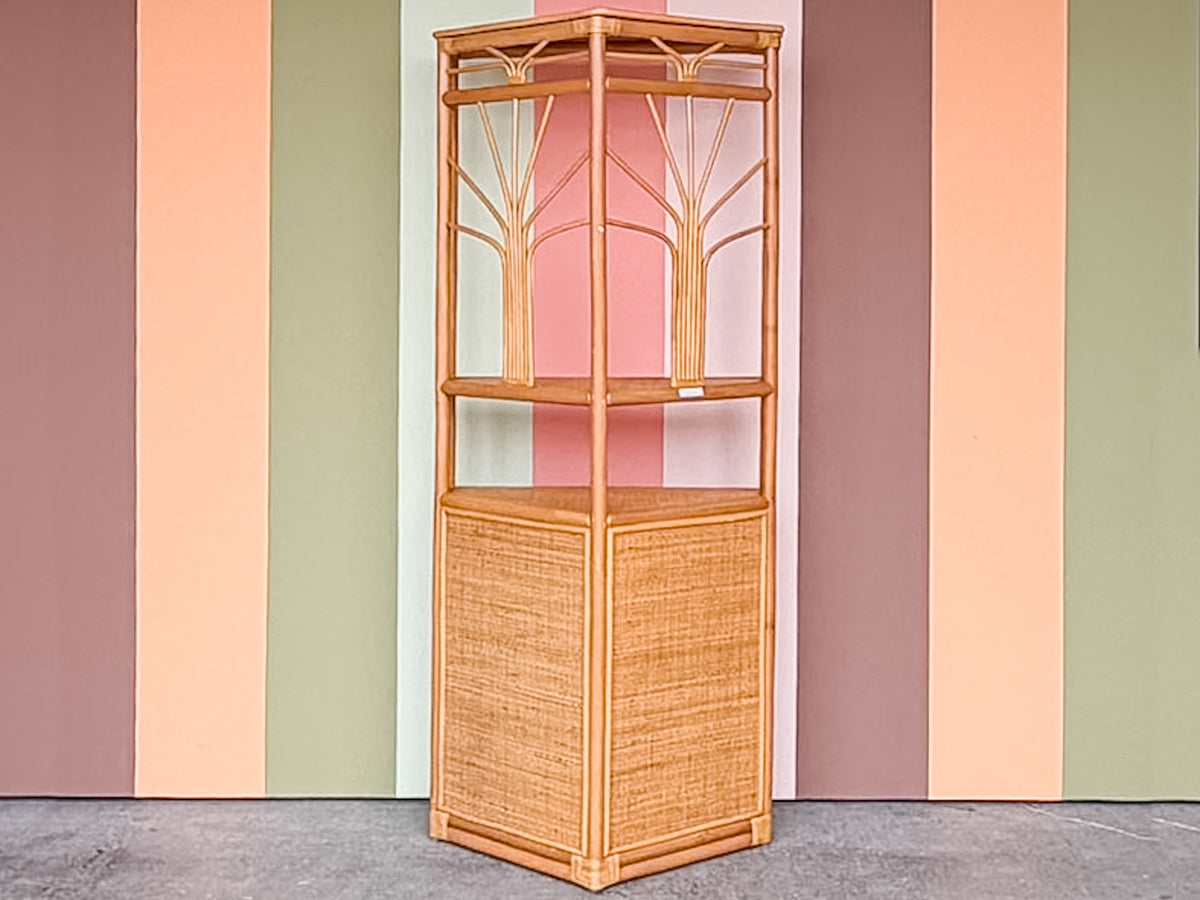 Old Florida Rattan Corner Etagere