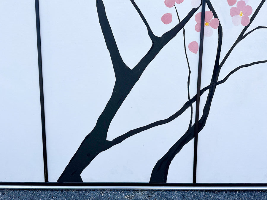 Large Vintage Cherry Blossom Painting