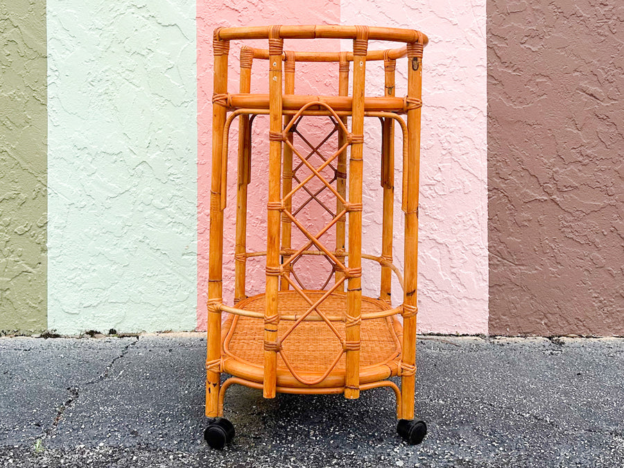 Oval Rattan Bar Cart