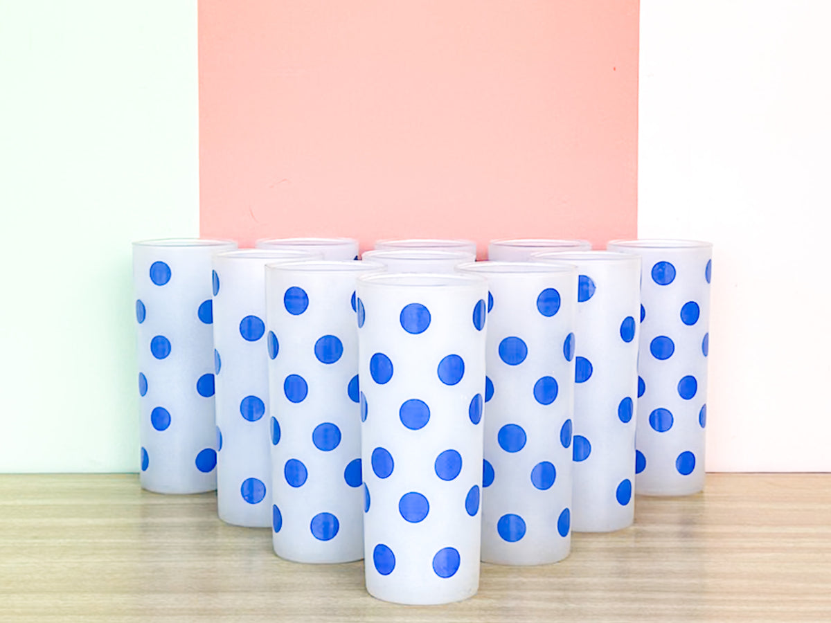 Set of Ten Blue Polka Dot Glassware