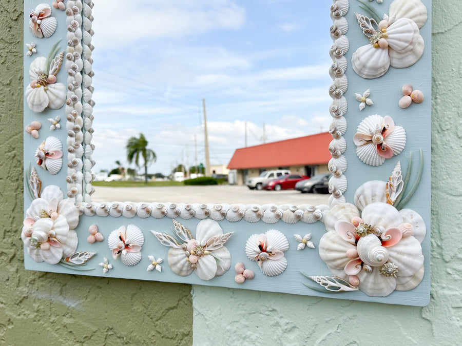 Custom Shell Flower Mirror