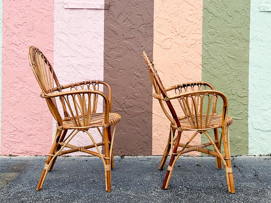Pair of Cute Island Style Rattan Chairs