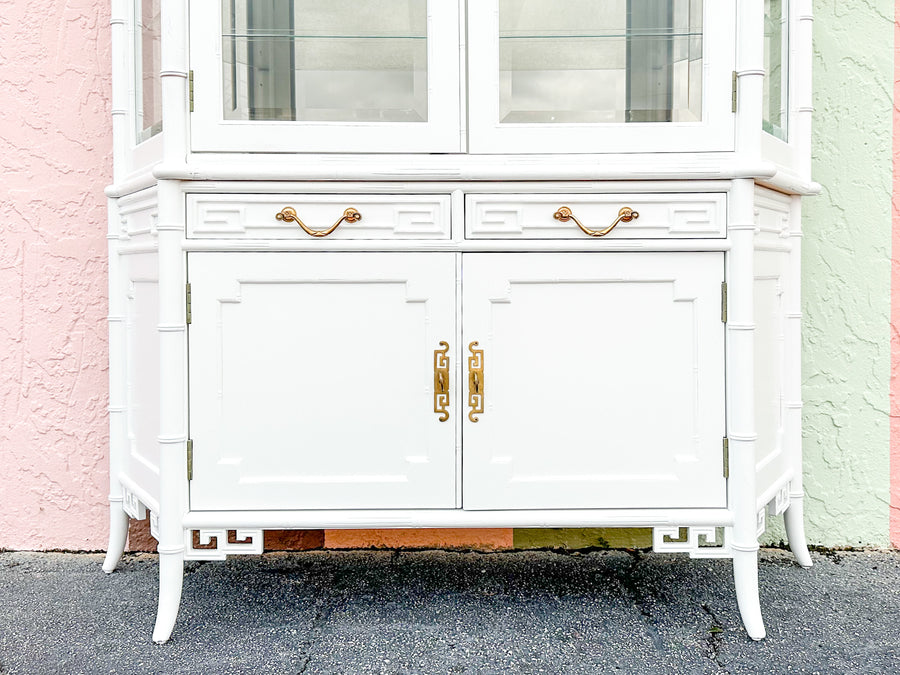 Newly Painted Faux Bamboo Greek Key Century Cabinet