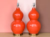 Pair of Blood Orange Gourd Lamps