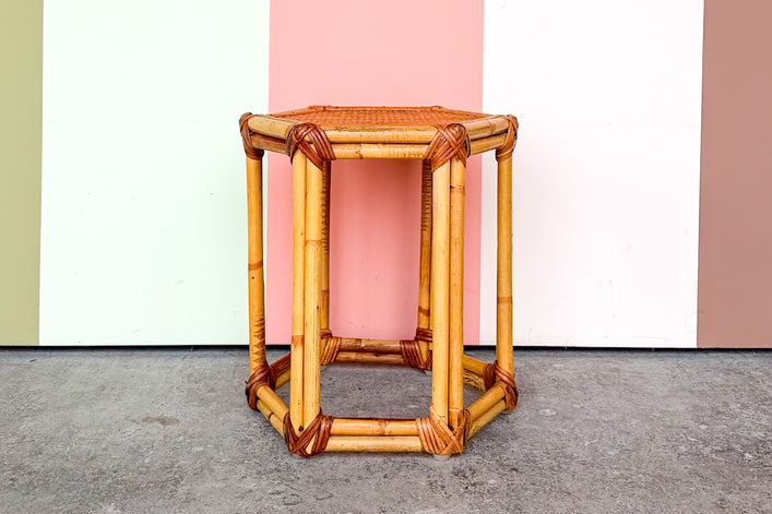 Petite Rattan Hexagon Pedestal