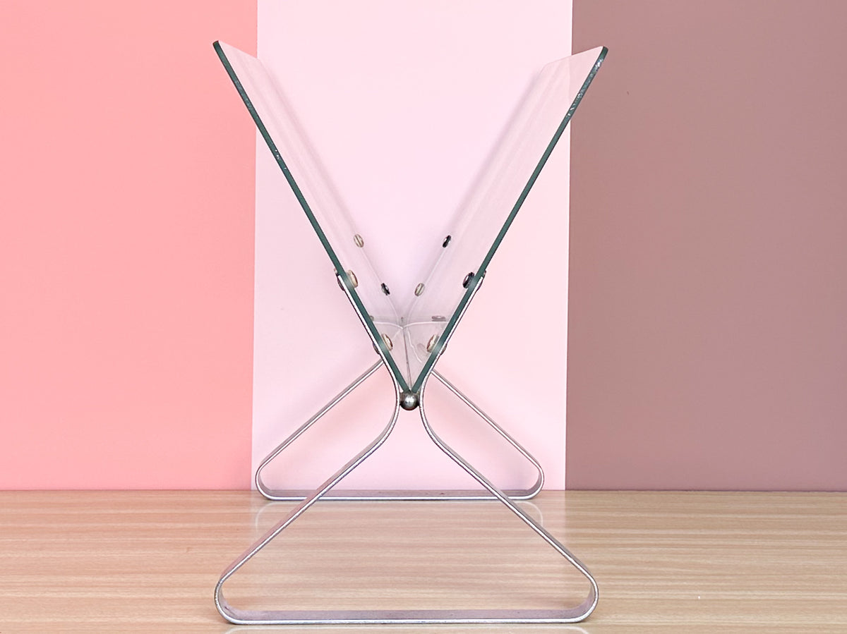 MCM Italian Chrome and Glass Magazine Rack