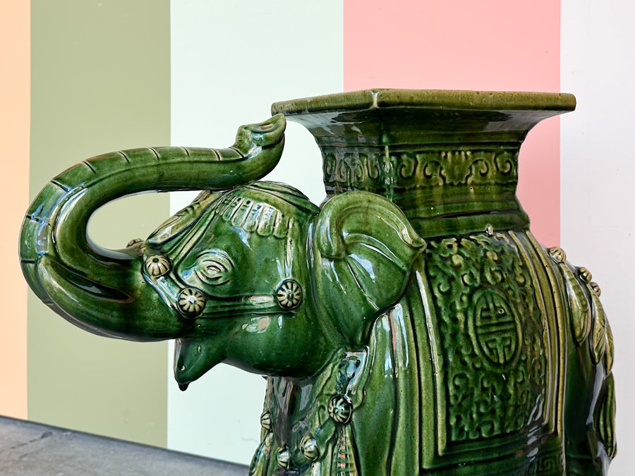 Terracotta Emerald Green Elephant Garden Seat