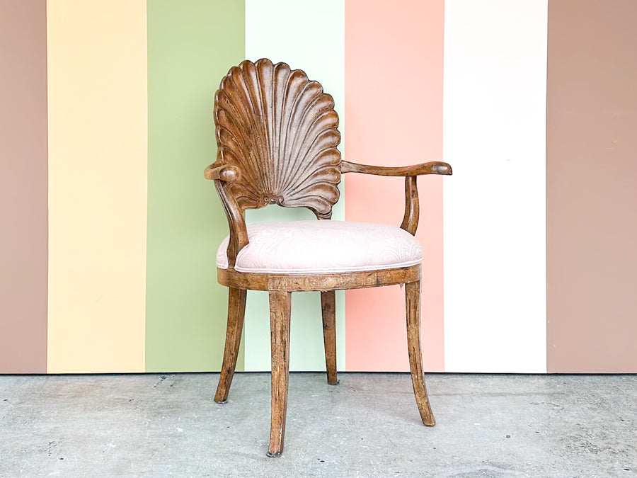 Shell Back Wood Accent Chair