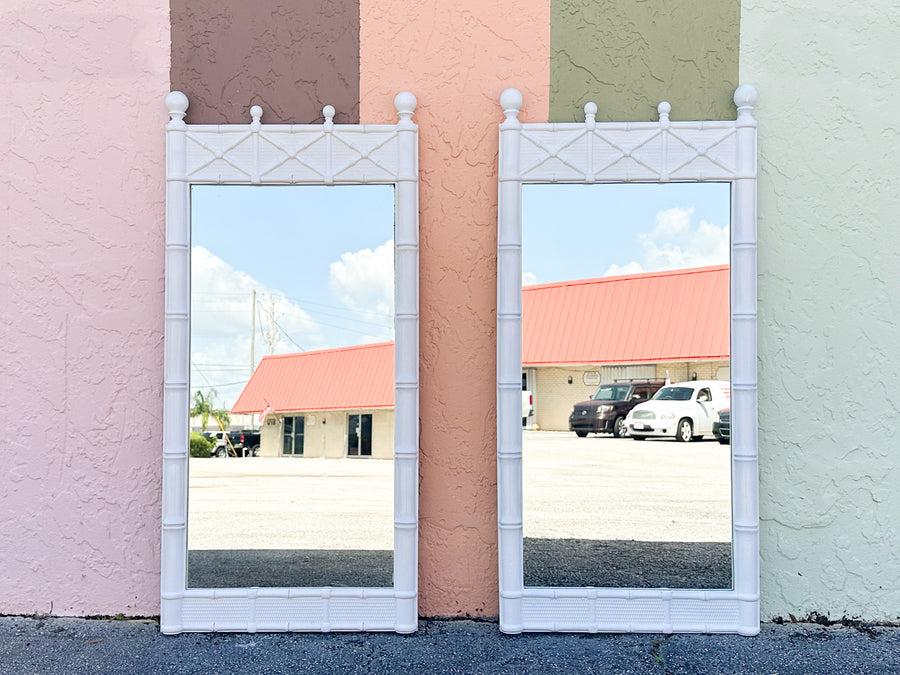 Pair of Palm Beach Style Faux Bamboo Mirrors
