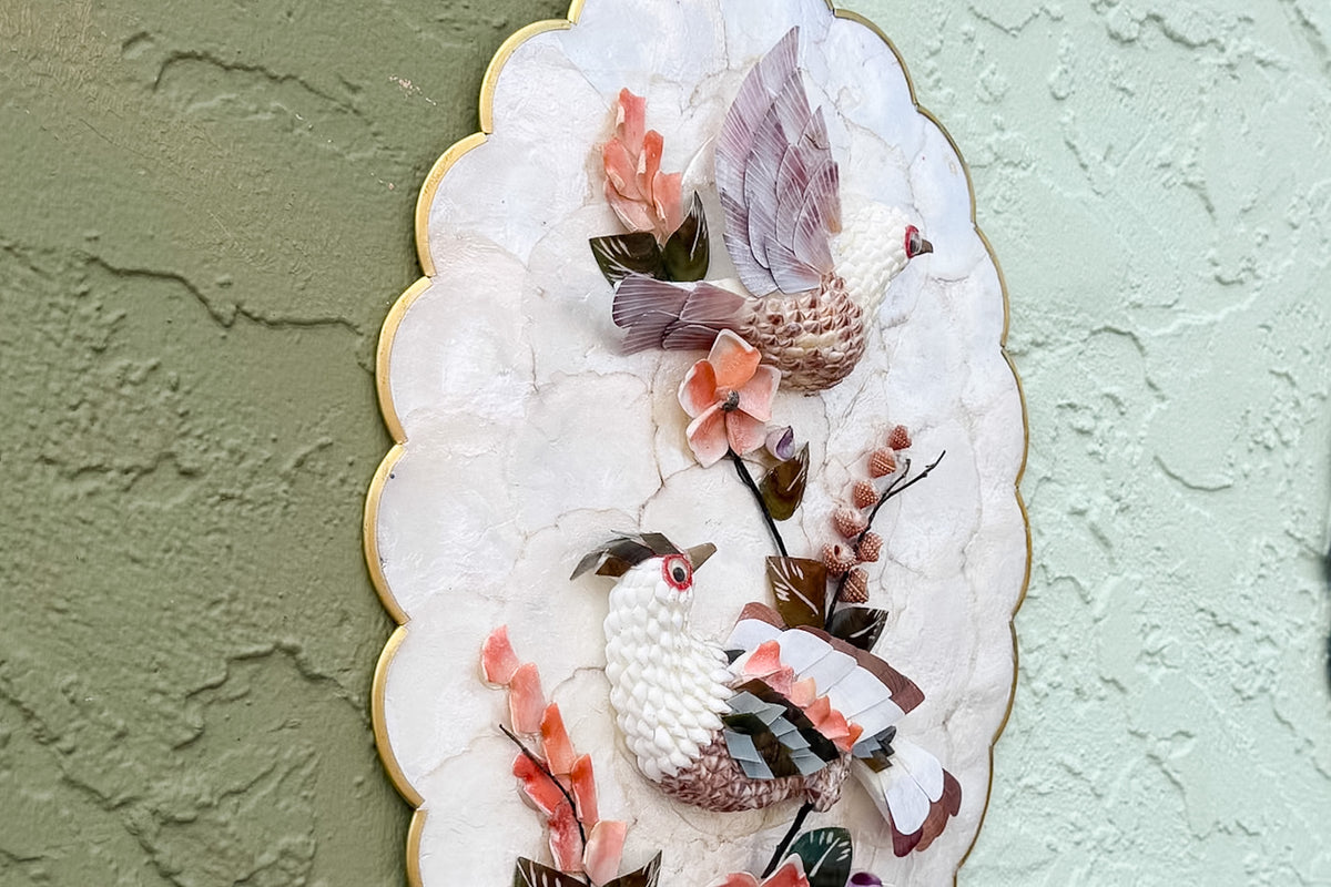 Pair of Shell Chic Bird Art