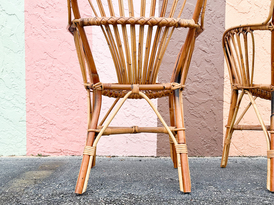 Pair of Cute Island Style Rattan Chairs