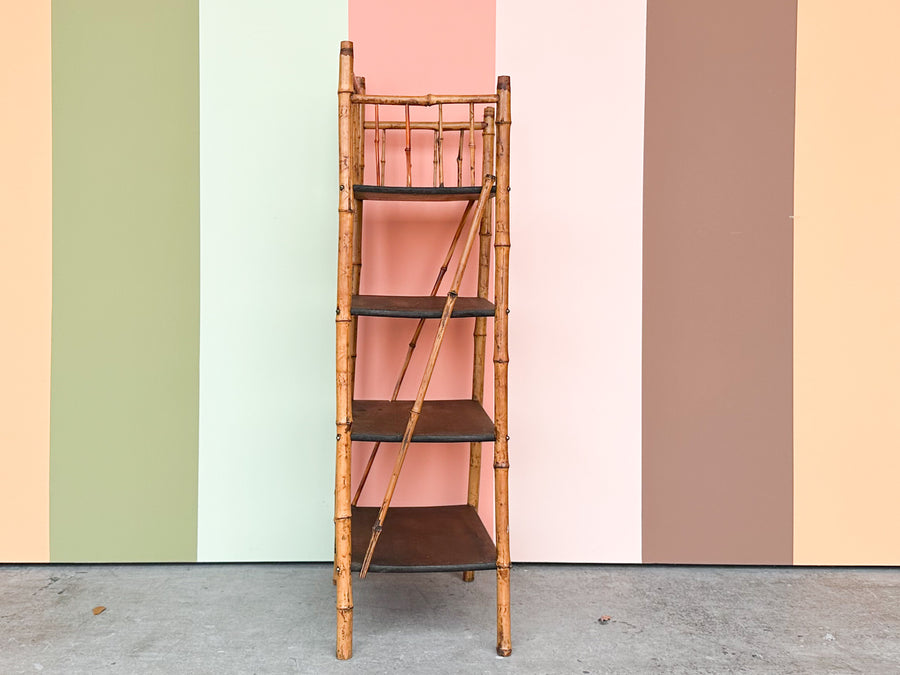 Petite Tortoiseshell Rattan Etagere
